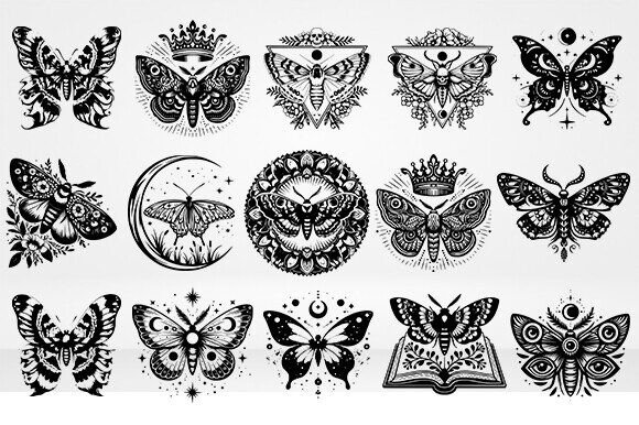 45 Death Head Moth Geo Floral SVG