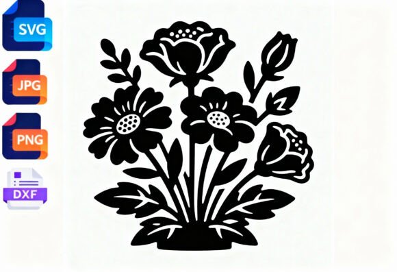 Black Floral SVG Cut File Flowers