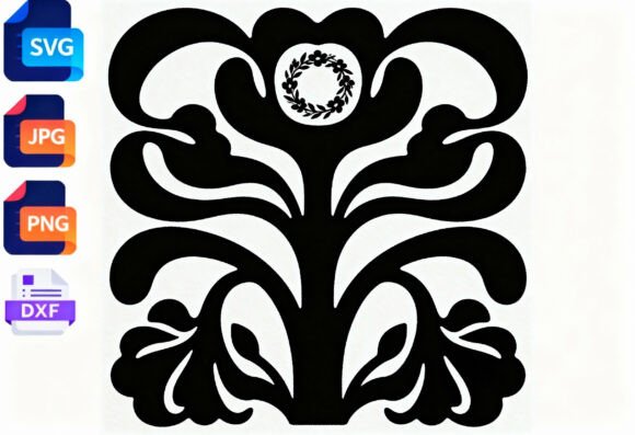 Black Floral Svg Cut File Wreath Design