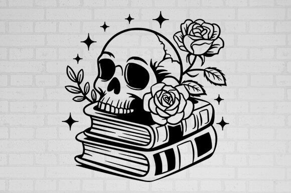 Book with Skull Floral Svg