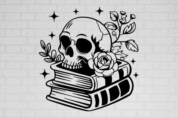 Book with Skull Floral Svg, Skull SVG