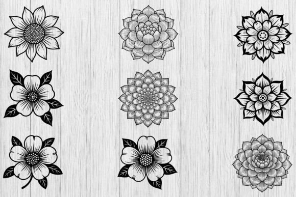 Botanical Flower Clipart Bundle, Floral