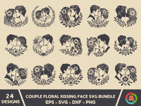 Couple in Love Floral Svg Bundle
