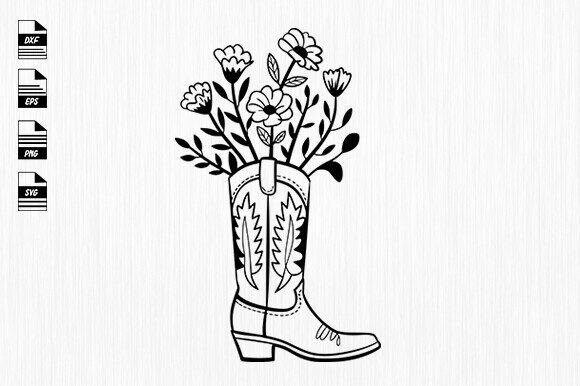 Cowboy Boots Floral Svg