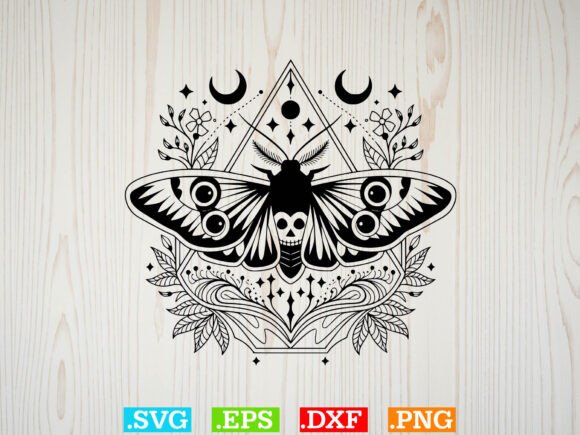 Death Head Moth Geo Floral Svg, Halloween