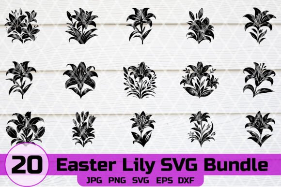 Easter Lily Floral SVG Bundle