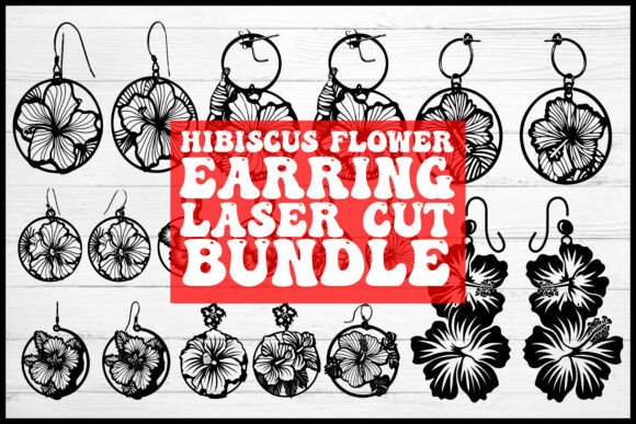 Hibiscus Flower Earring Laser Cut Bundle