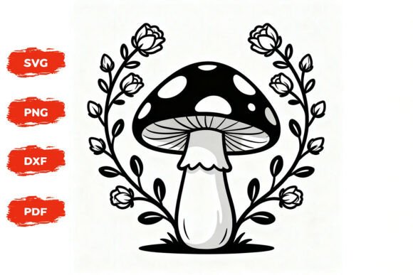 Mushroom Floral SVG Cut File