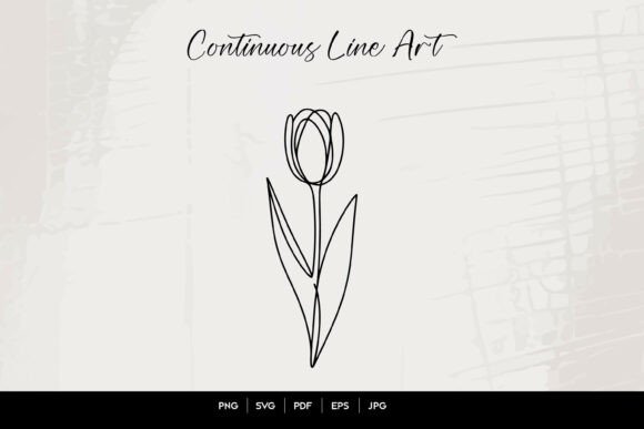 Single Tulip Continuous Line Art