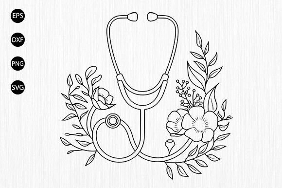Stethoscope Floral SVG, Doctor Svg