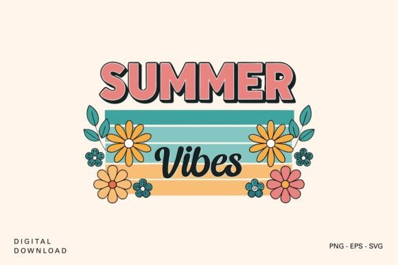 Summer Vibes Retro Floral SVG